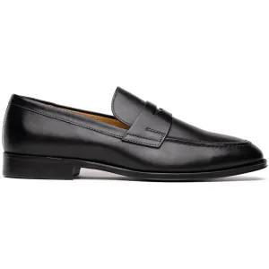 15-200-BLK ROMA Calfskin Penny Loafer, Black Size 8.5