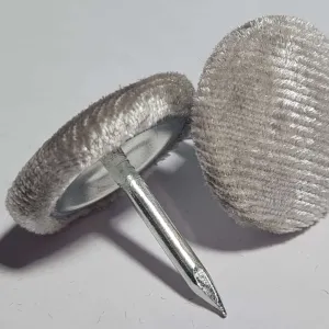 23mm or 18mm Silver Crushed Velvet Nail on Buttons for Furniture