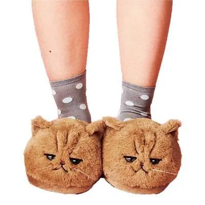 Animal Cat Women Plush Slippers