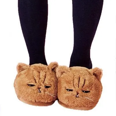 Animal Cat Women Plush Slippers