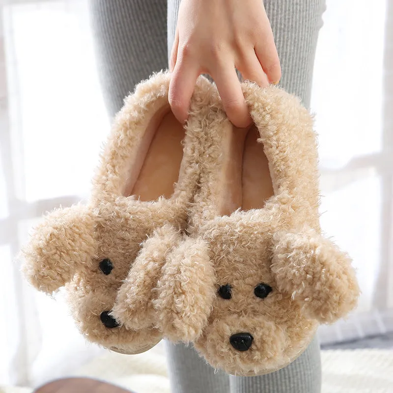 Animal Slippers Cute Dog Plush Warm Indoor