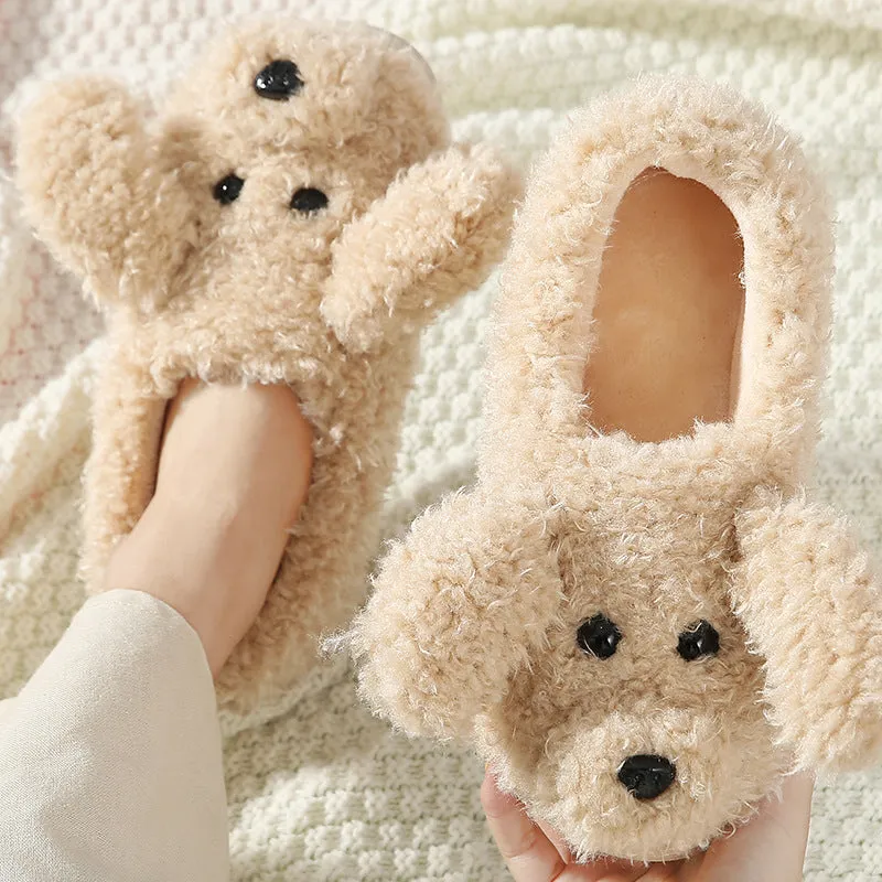 Animal Slippers Cute Dog Plush Warm Indoor