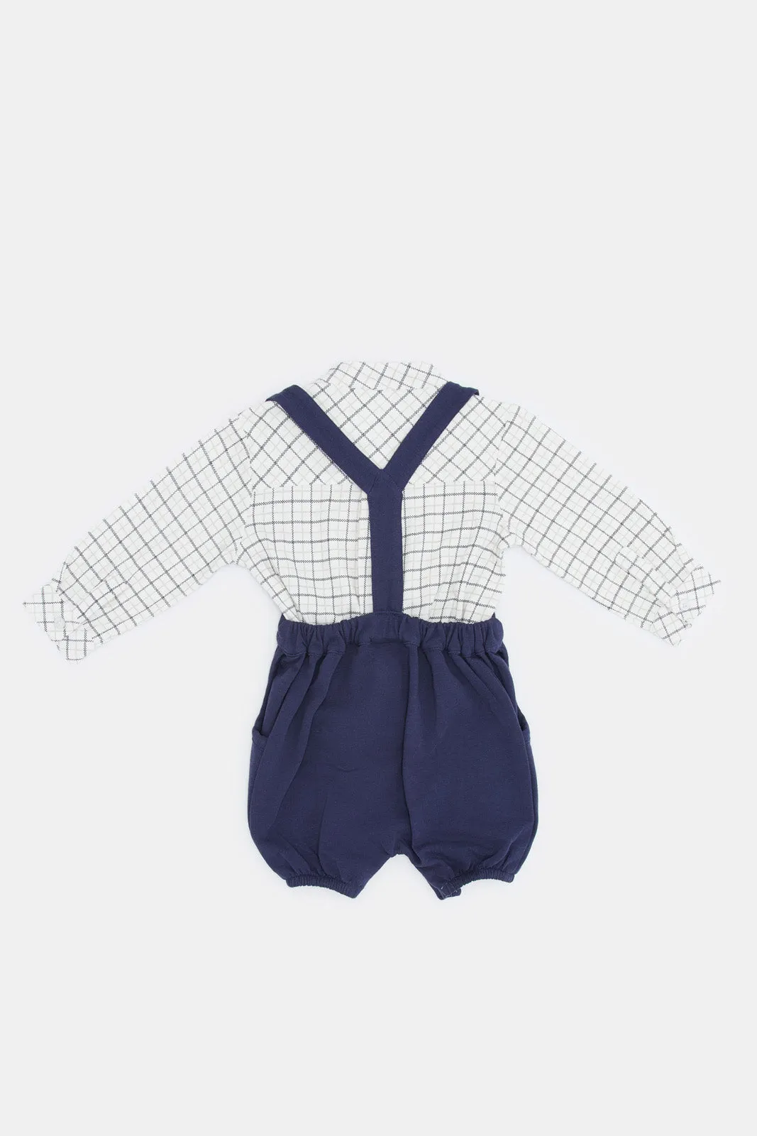 Babies Navy And White Dungaree Set (2 Piece)