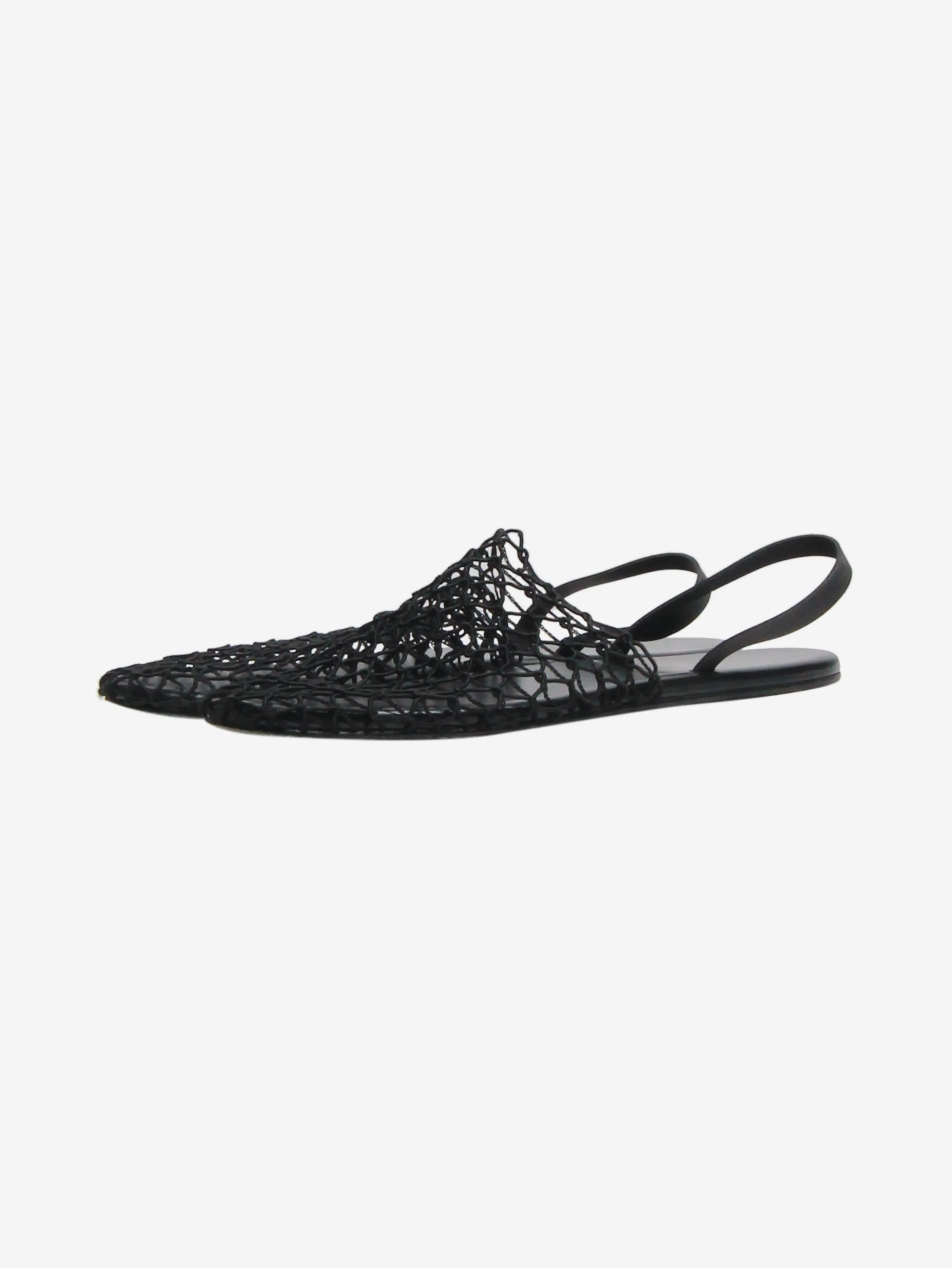 Black woven net slingback slippers - size EU 40