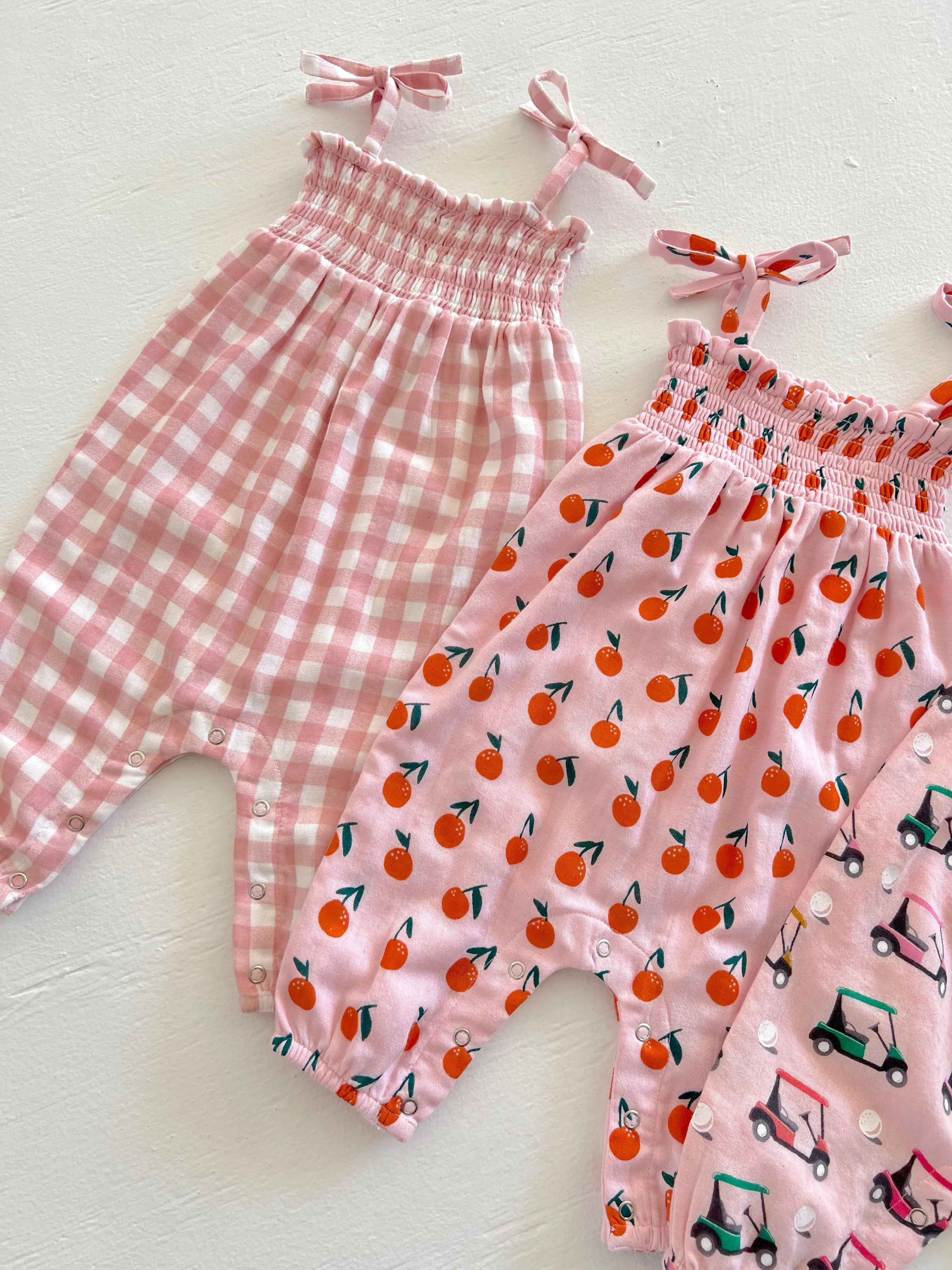 Blush Oranges / Organic Smocked Jumpsuit