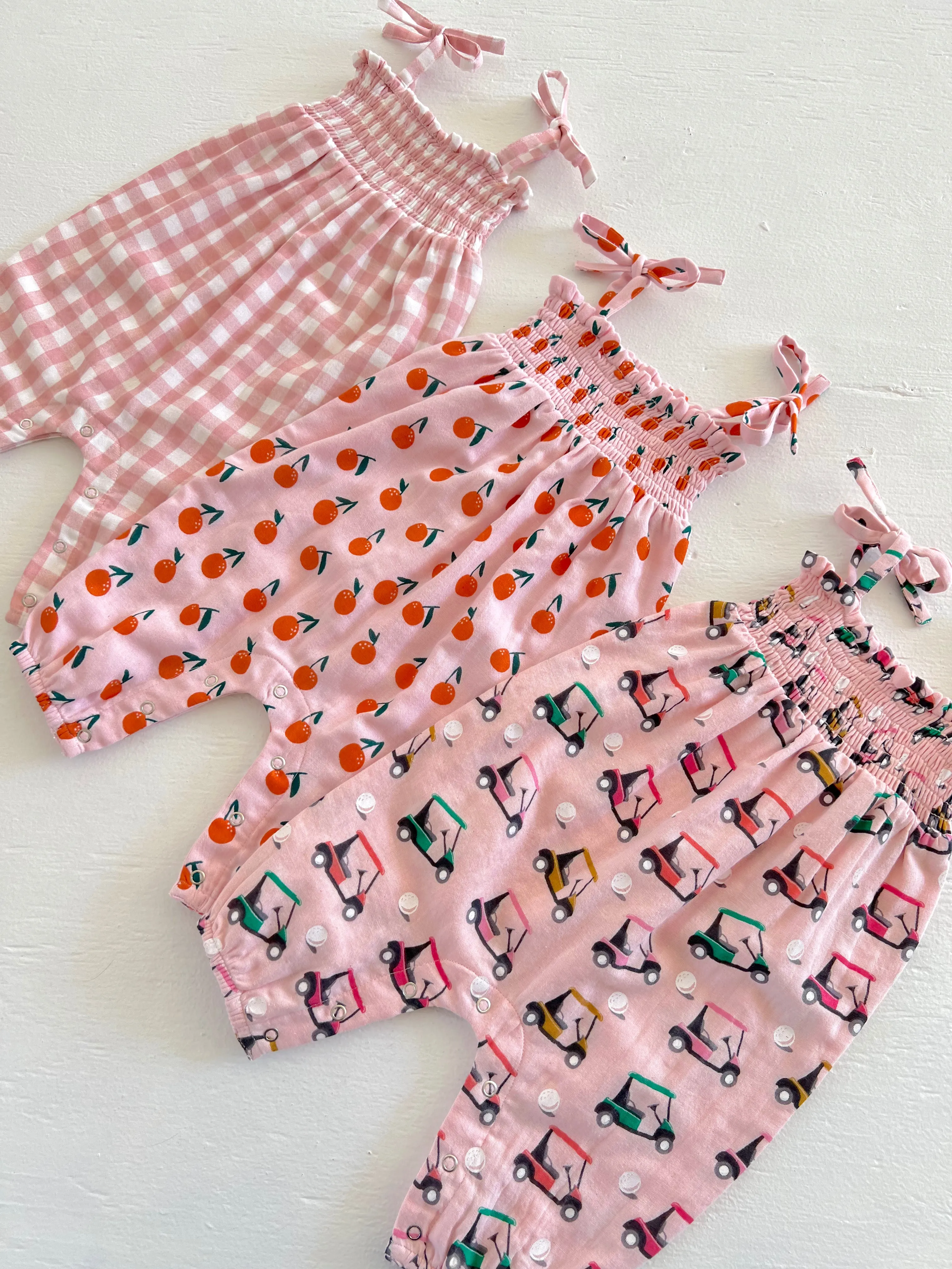 Blush Oranges / Organic Smocked Jumpsuit