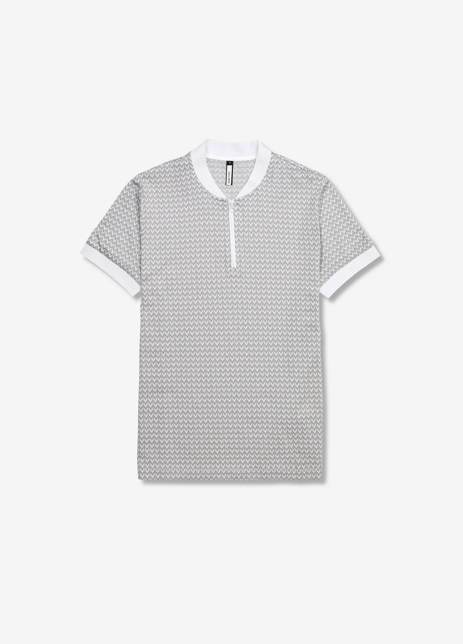 Bomber Collar Arrow Jacquard Polo Silver Combo