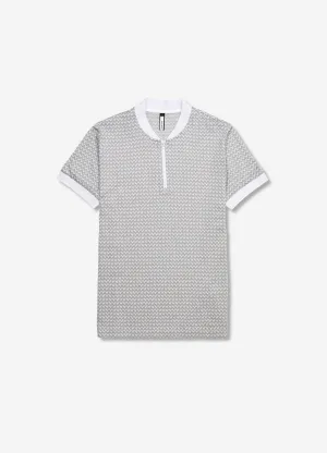 Bomber Collar Arrow Jacquard Polo Silver Combo