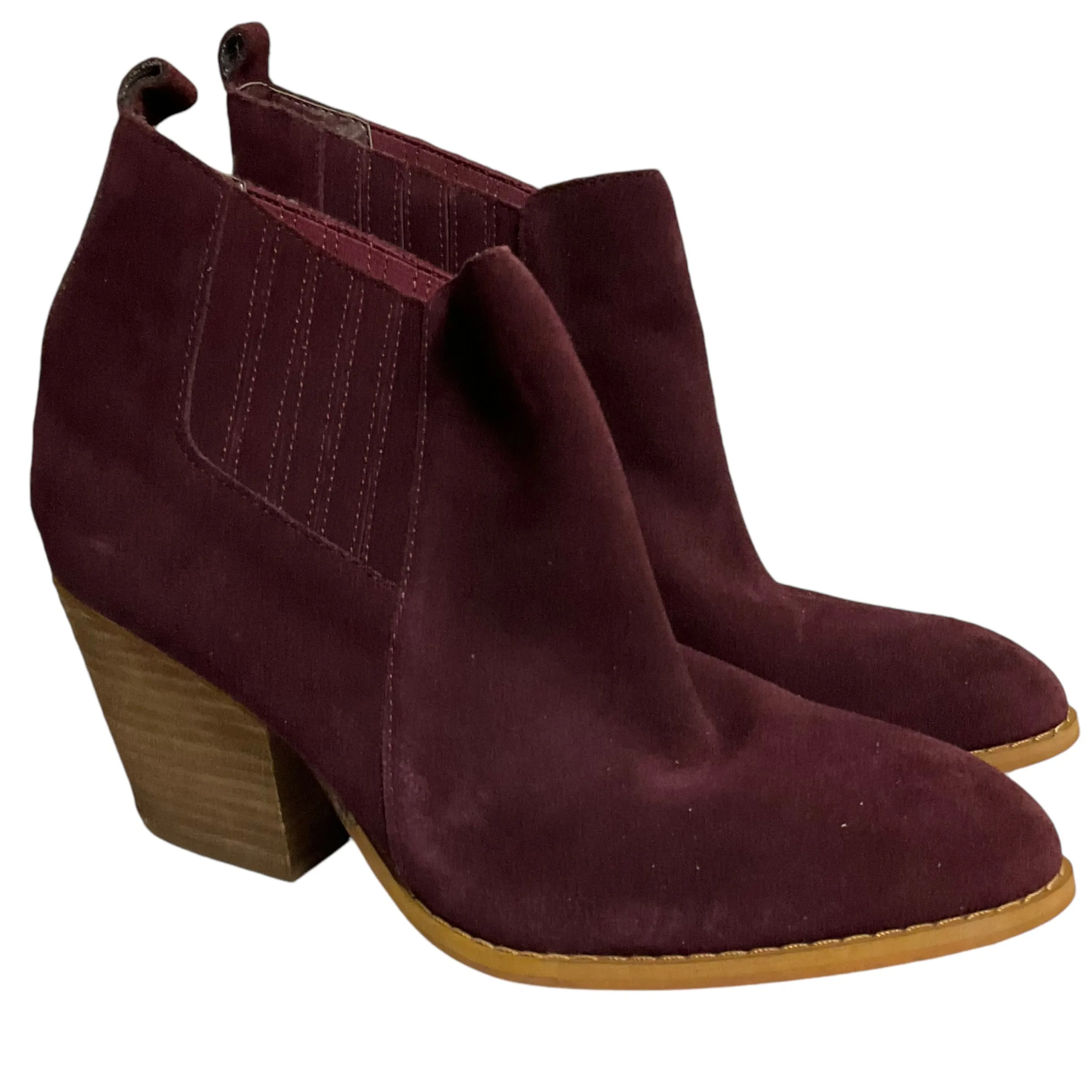 Boots Ankle Heels By Crown Vintage In Burgundy, Size: 8.5