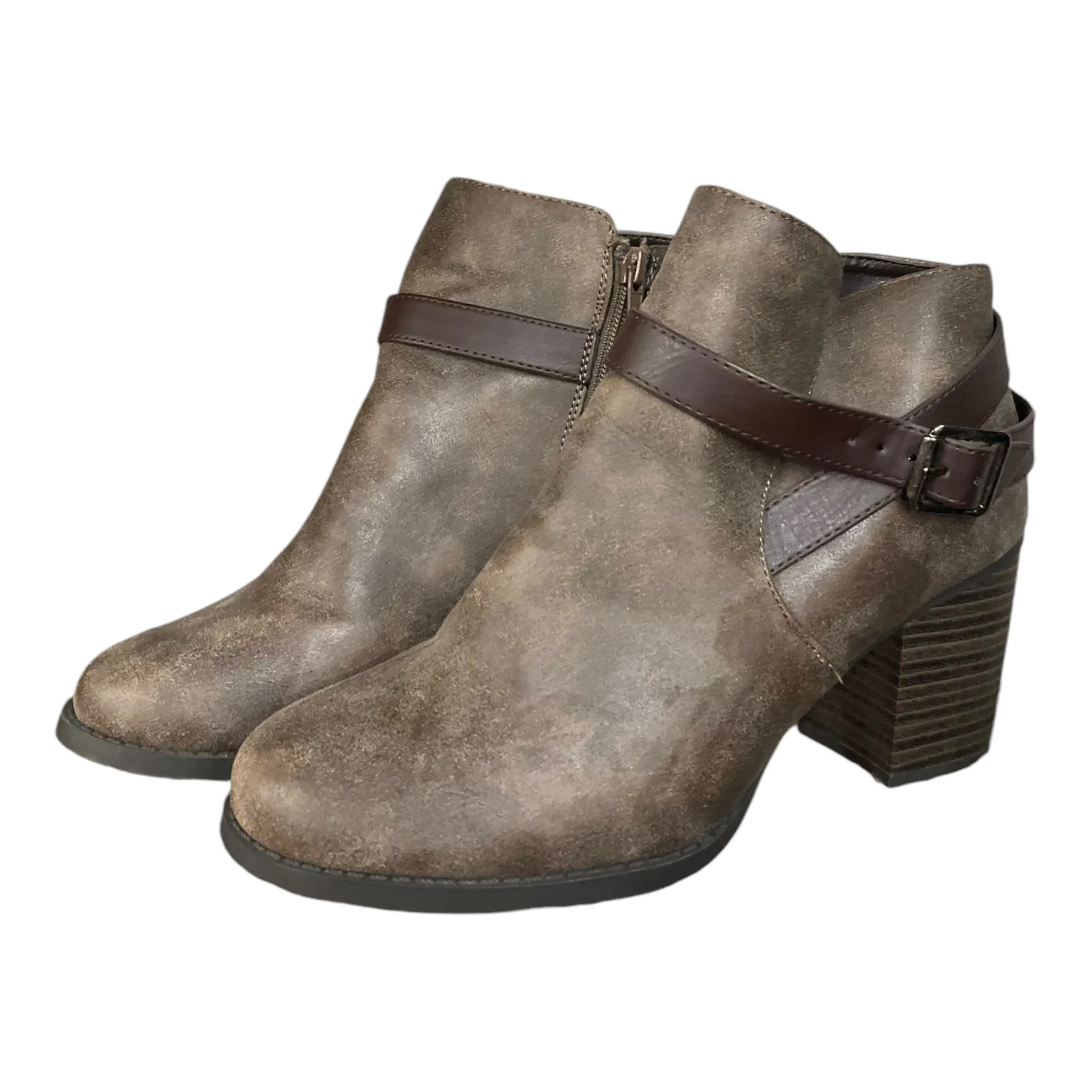 Boots Ankle Heels By Soda In Brown, Size: 11