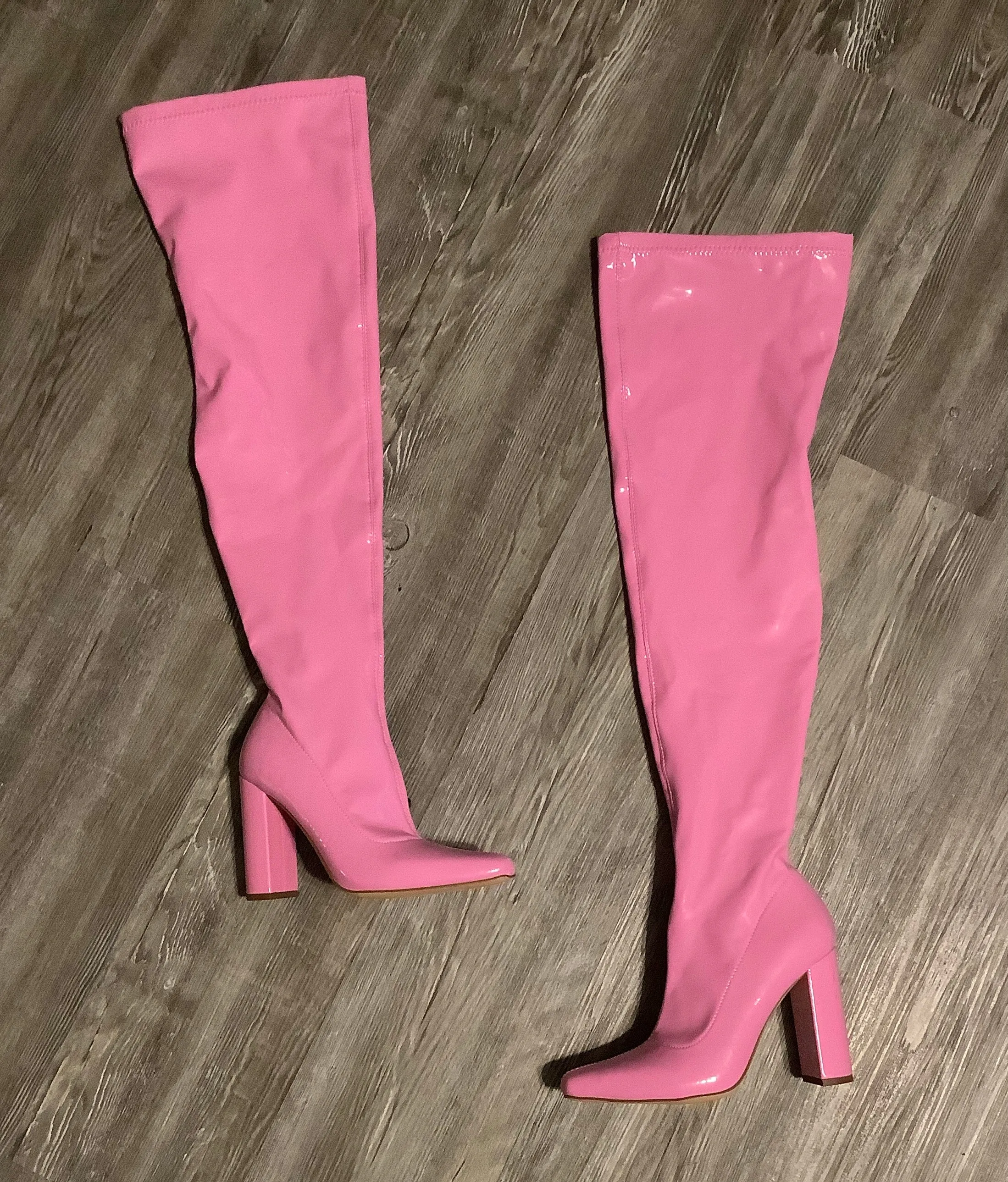 Boots Knee Heels By Clothes Mentor In Pink, Size: 9