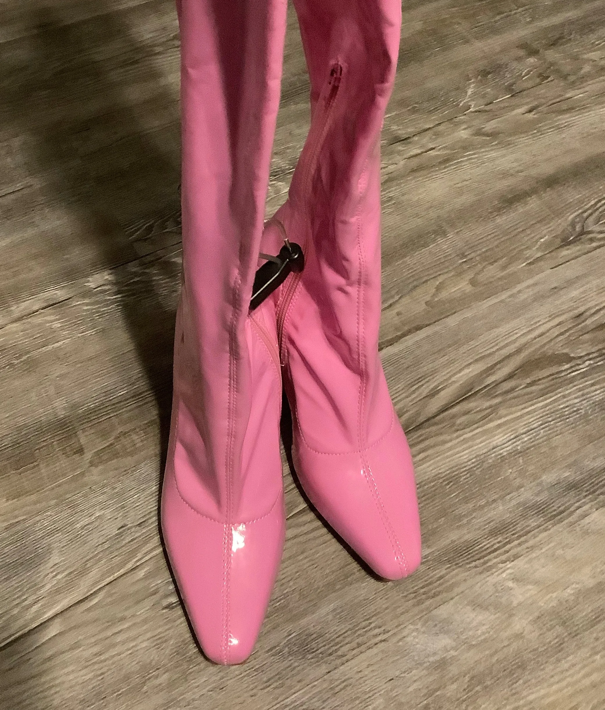 Boots Knee Heels By Clothes Mentor In Pink, Size: 9