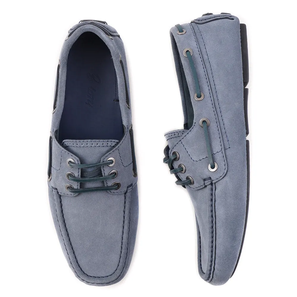 Brioni Blue Calf Suede Driving Loafers