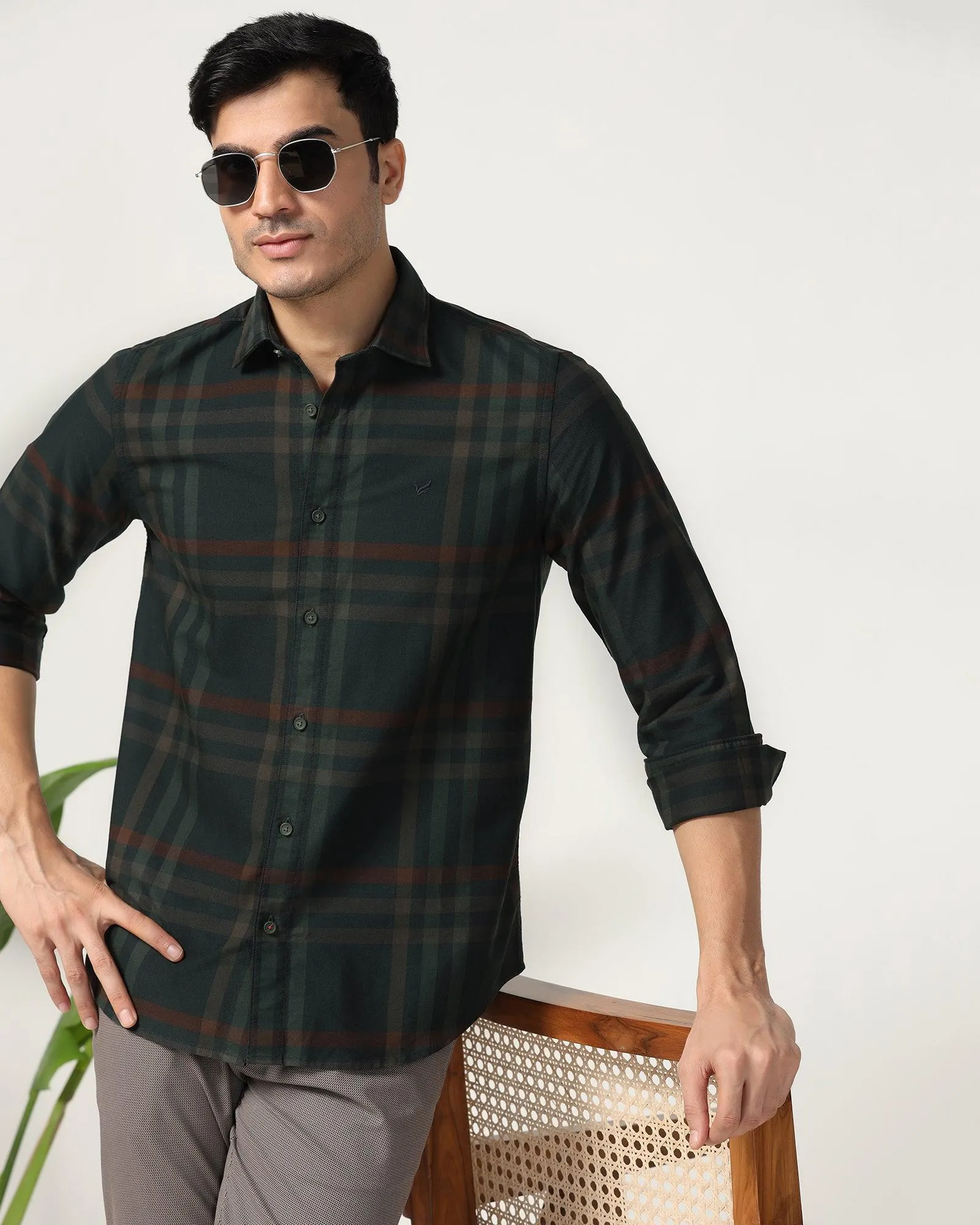 Casual Green Check Shirt - Kodik