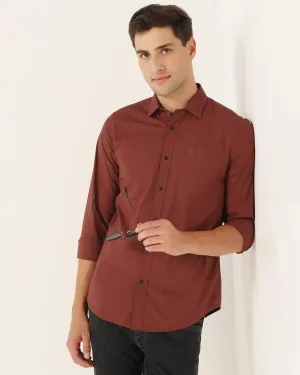 Casual Rust Solid Shirt - Lujo