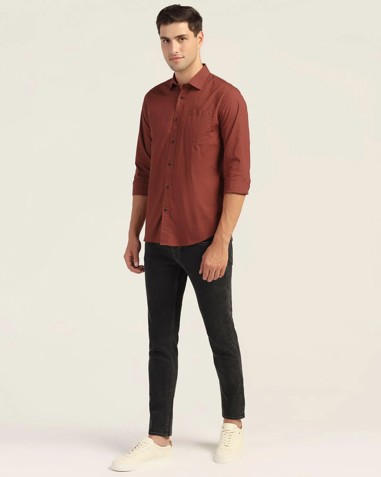 Casual Rust Solid Shirt - Lujo