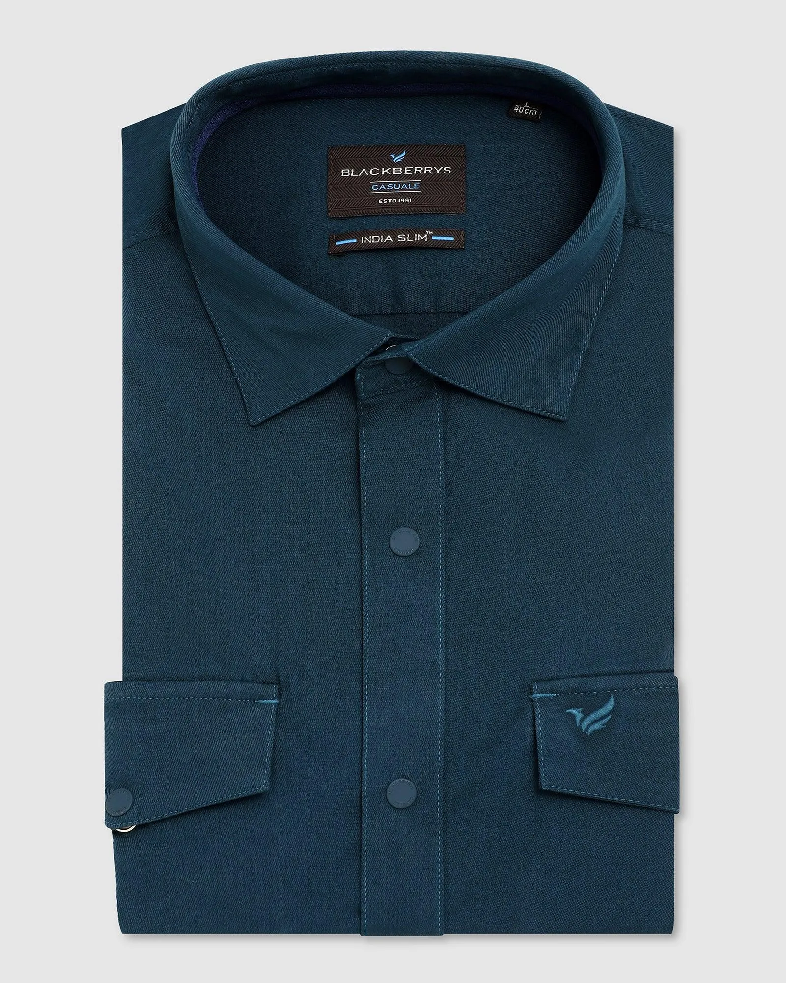 Casual Teal Solid Shirt - Beckham