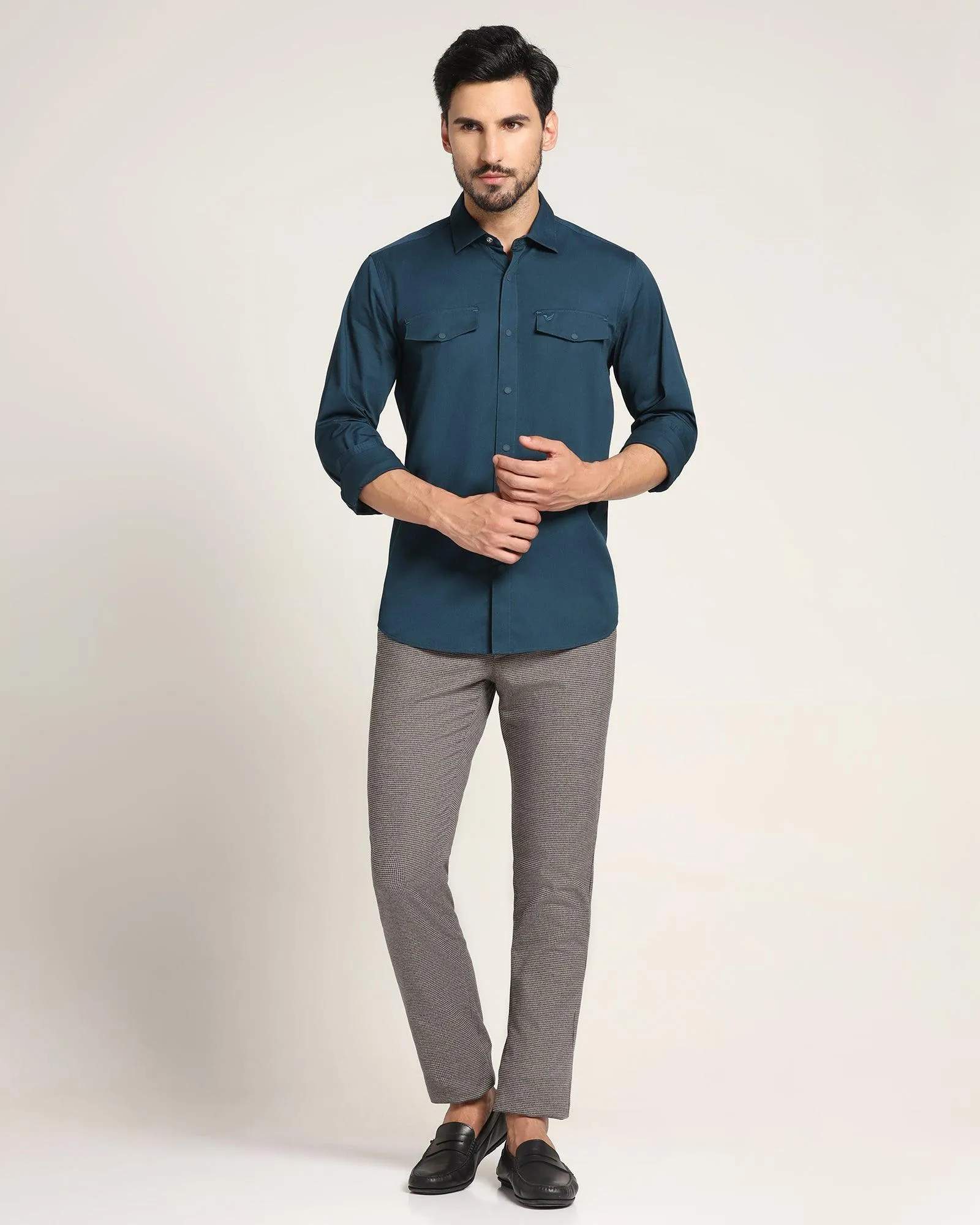 Casual Teal Solid Shirt - Beckham