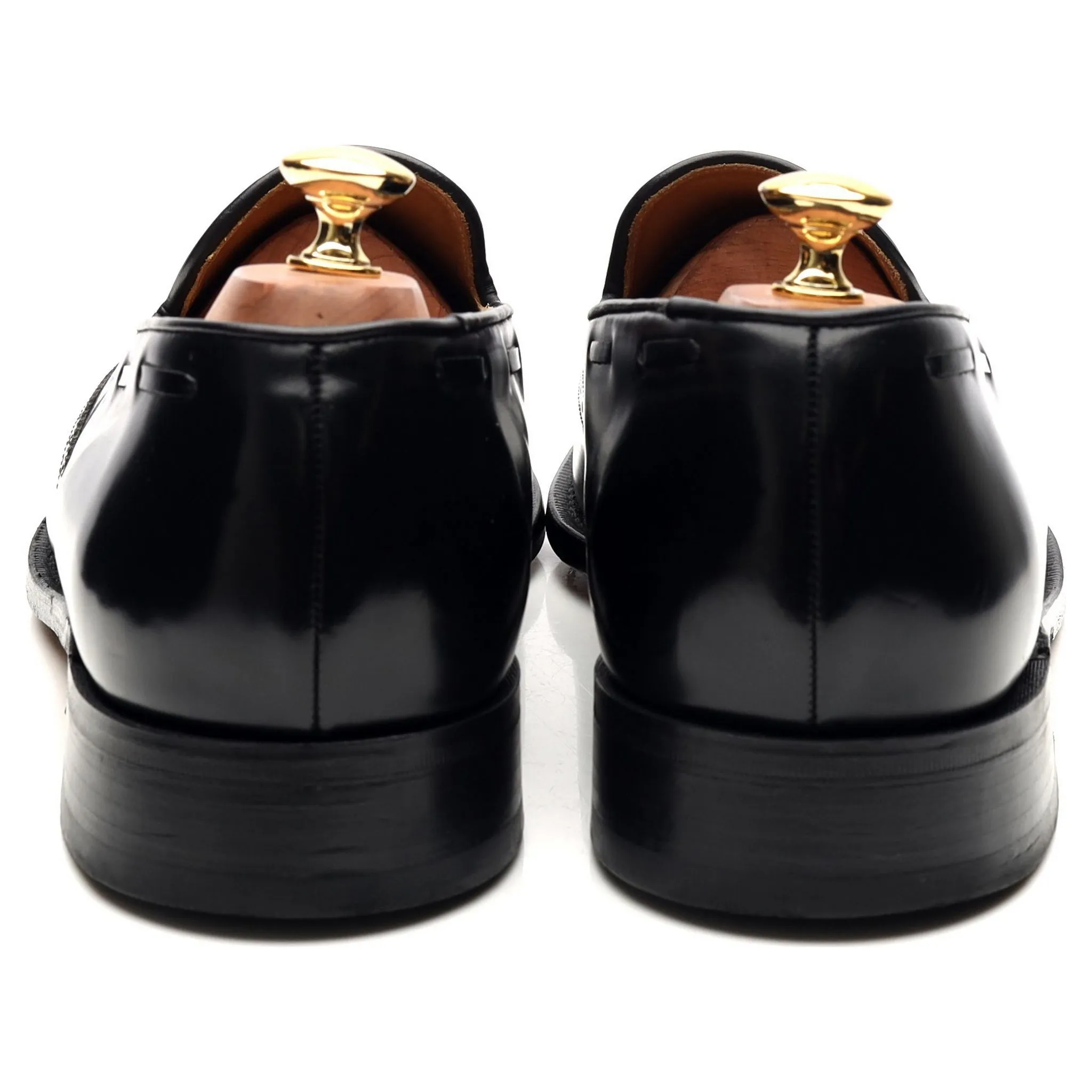 'Clive' Black Leather Wing Cap Tassel Loafers UK 10.5 F