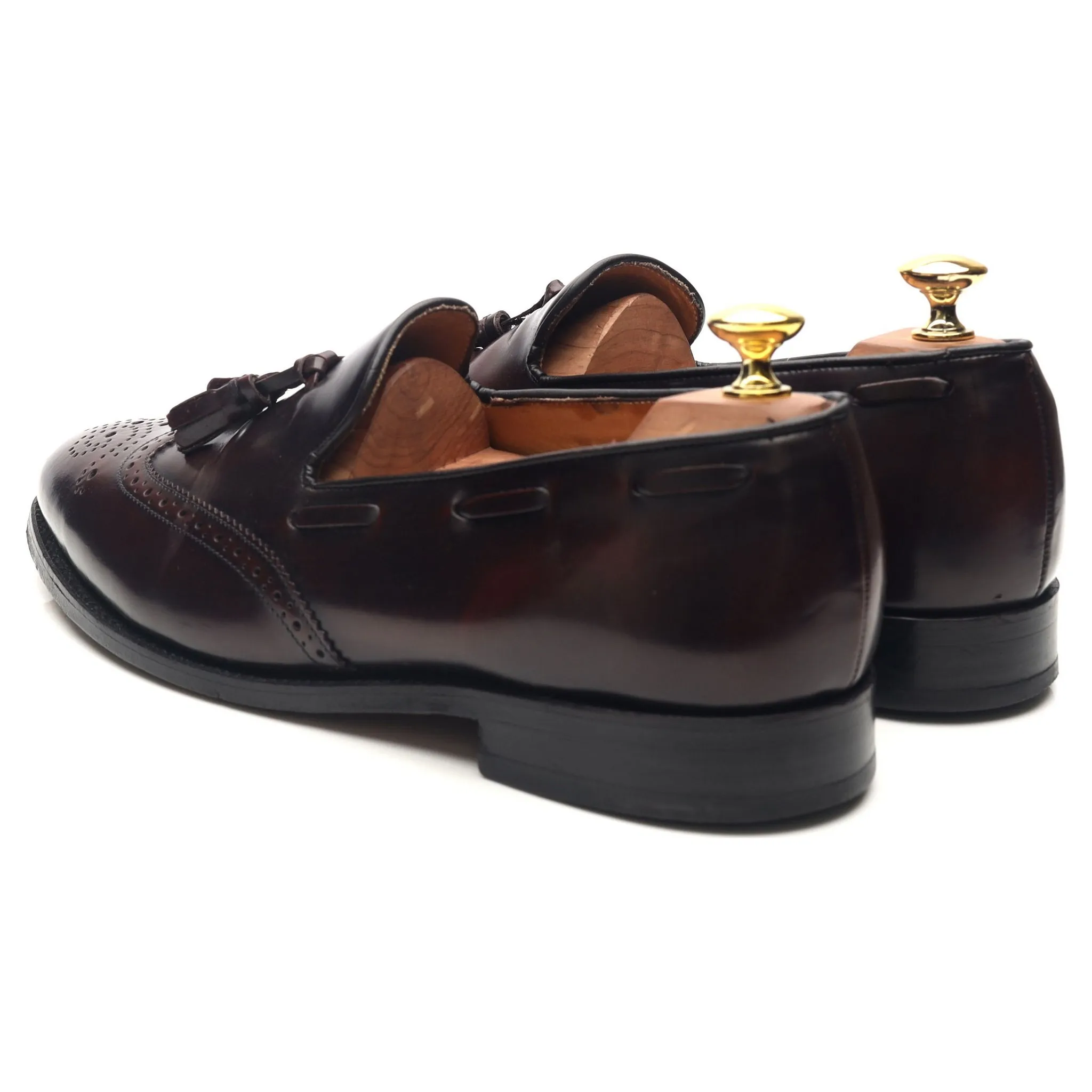 'Clive' Burgundy Leather Wing Cap Tassel Loafers UK 8 F