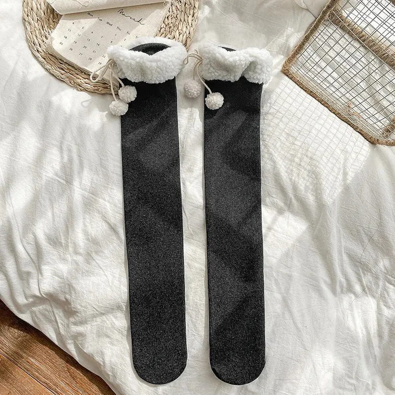 Cozy Wool Pompom Stockings