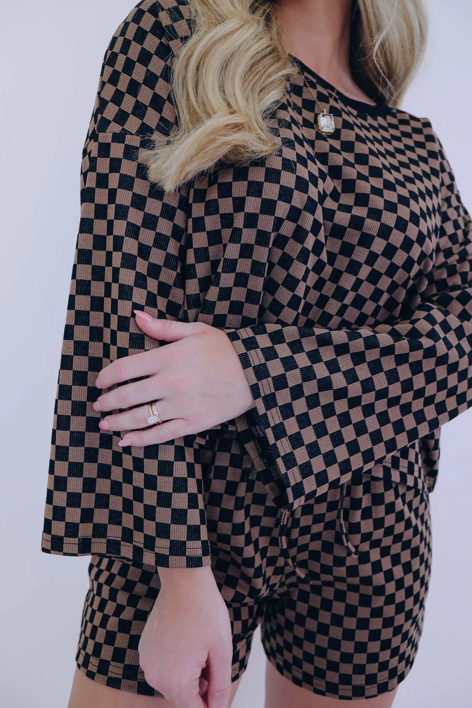 Cuddle Up Checkered Long Sleeve Top - 2 Colors