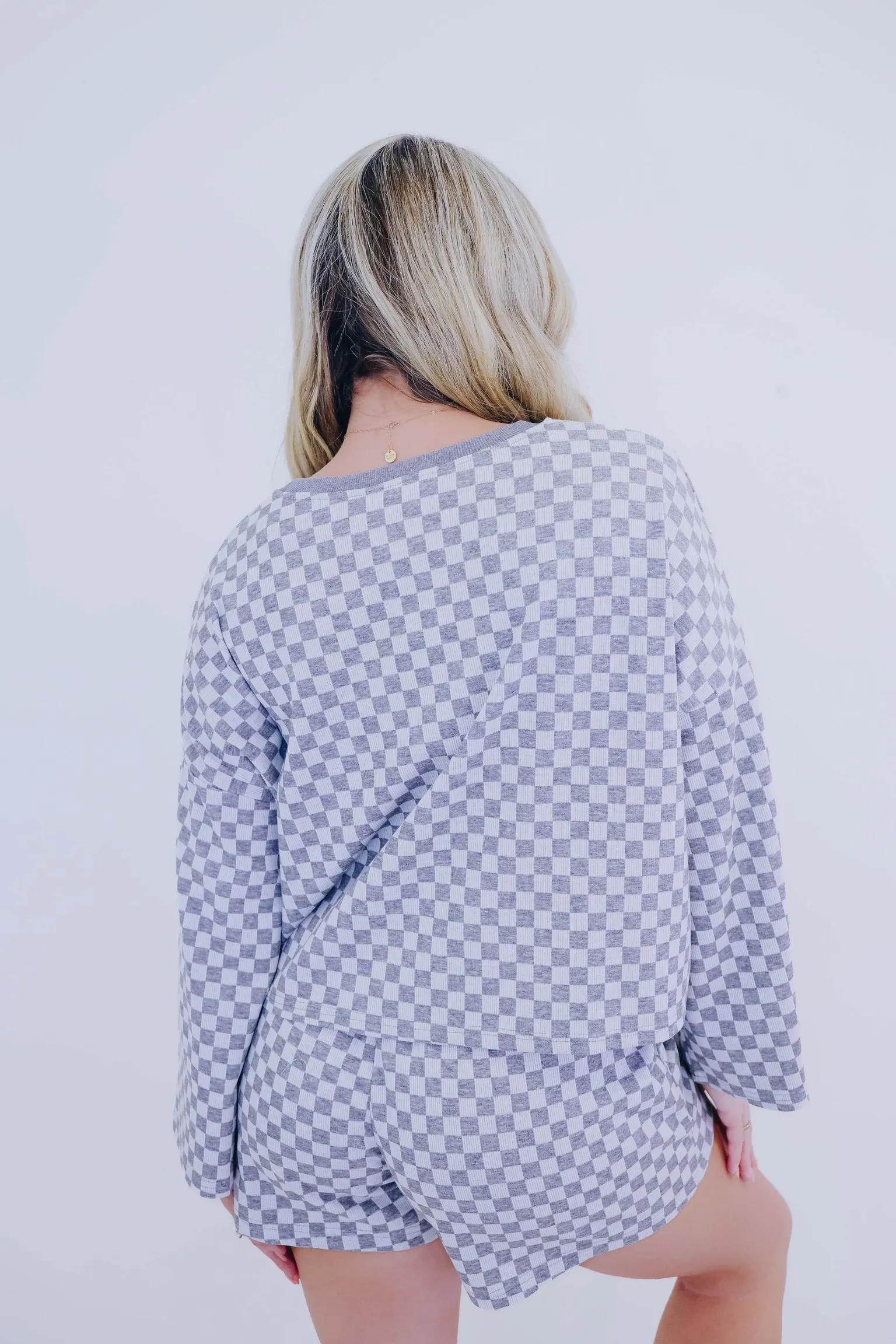 Cuddle Up Checkered Long Sleeve Top - 2 Colors