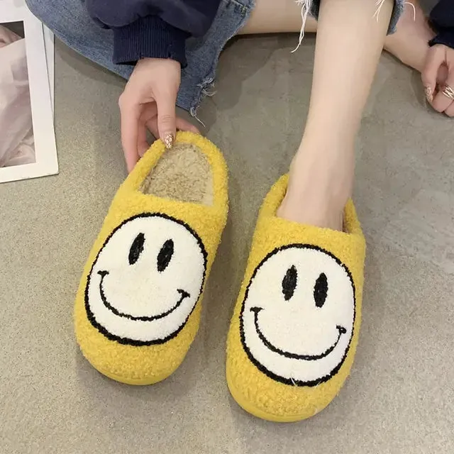 Cute Smile Pattern Fluffy Slippers