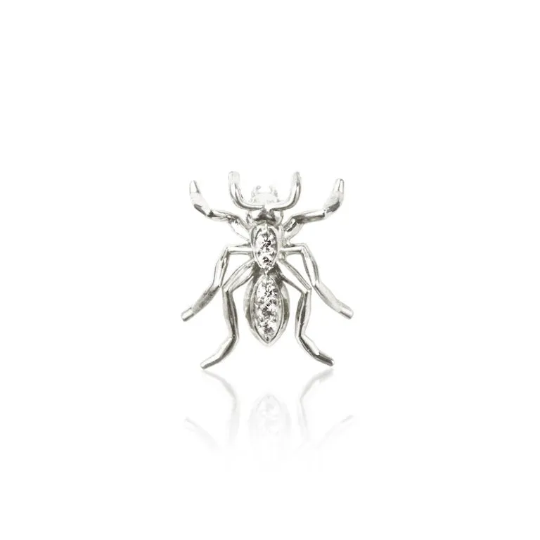 Diamonds 14k White Gold Ant Tie Tack