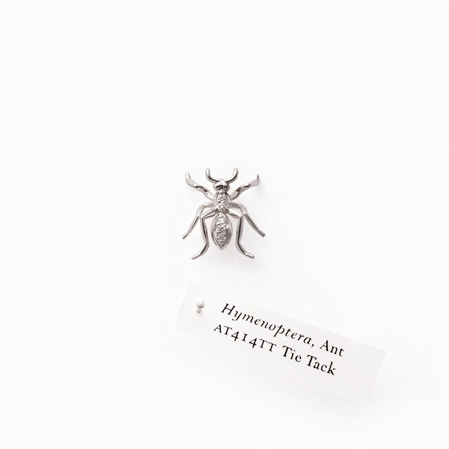 Diamonds 14k White Gold Ant Tie Tack