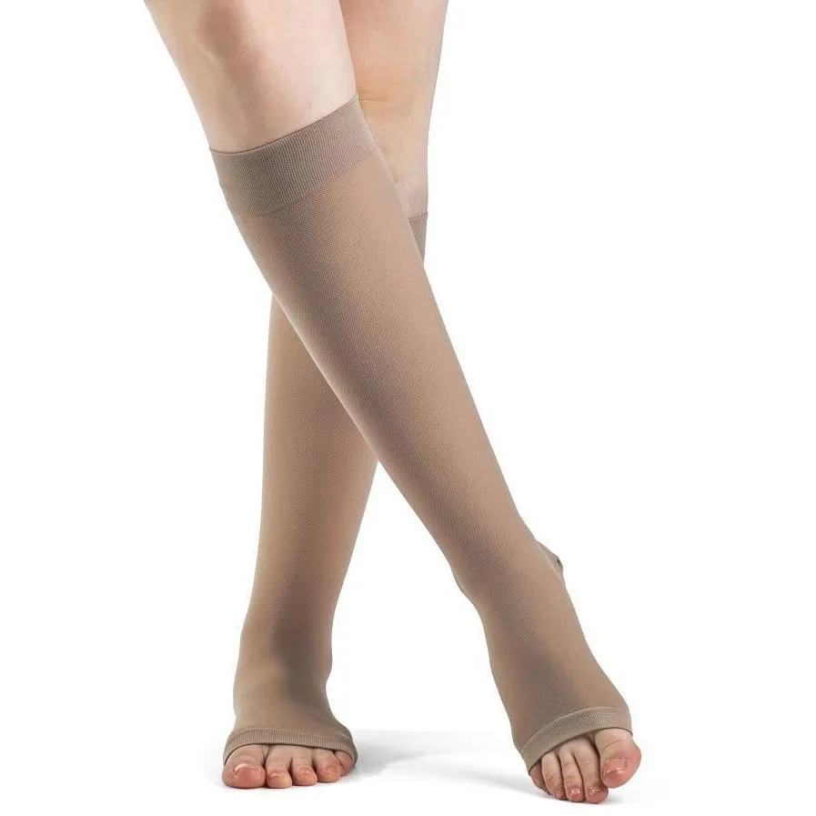 Dynaven Opaque Women's Knee High 30-40 mmHg, Open Toe w/ Silicone Top