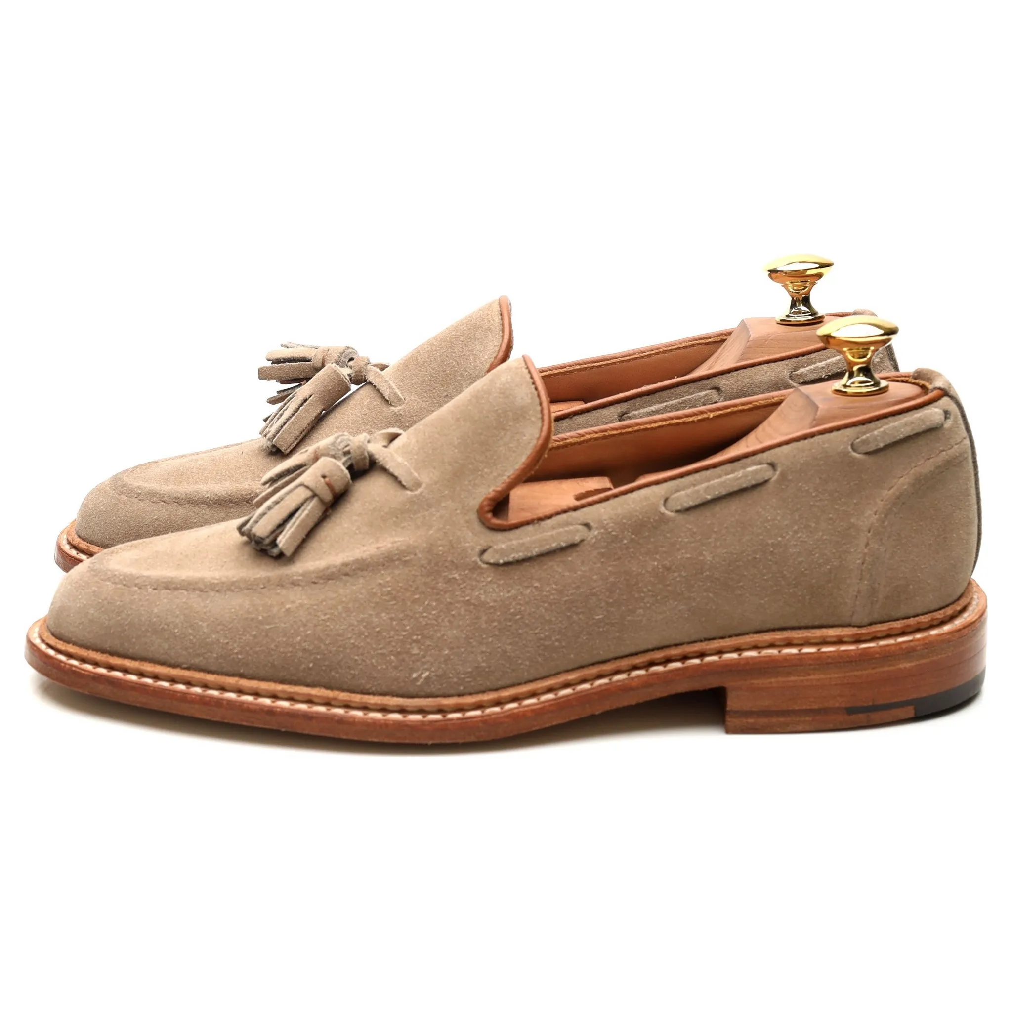 'Elton' Sand Brown Suede Tassel Loafers UK 6