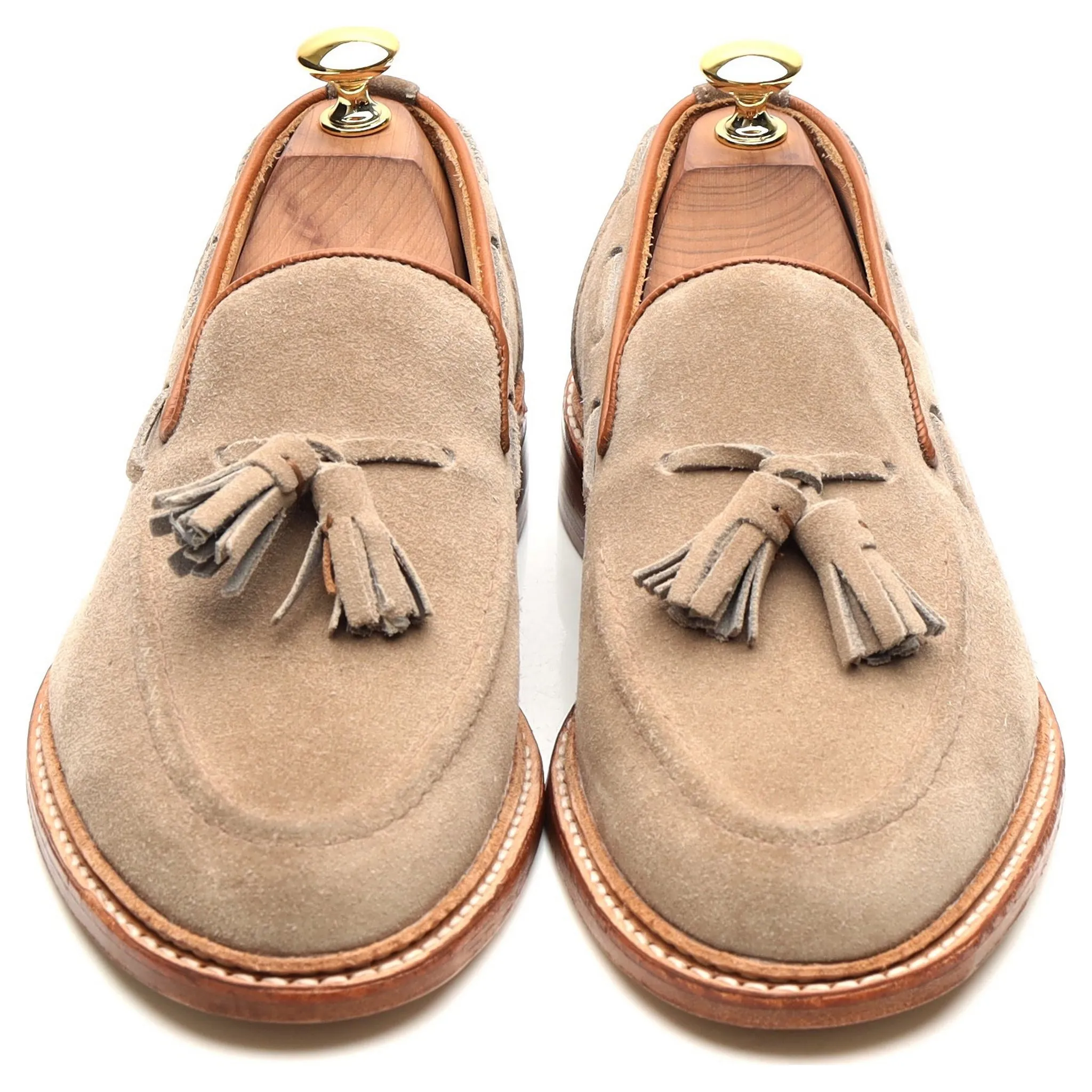 'Elton' Sand Brown Suede Tassel Loafers UK 6