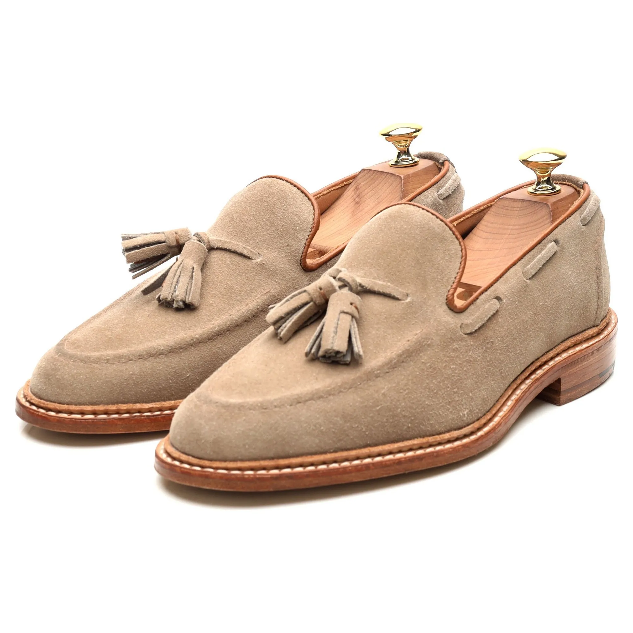 'Elton' Sand Brown Suede Tassel Loafers UK 6