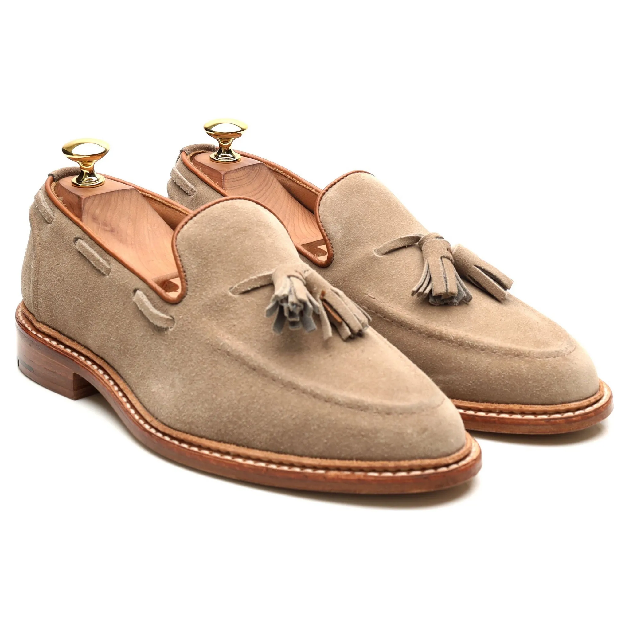 'Elton' Sand Brown Suede Tassel Loafers UK 6