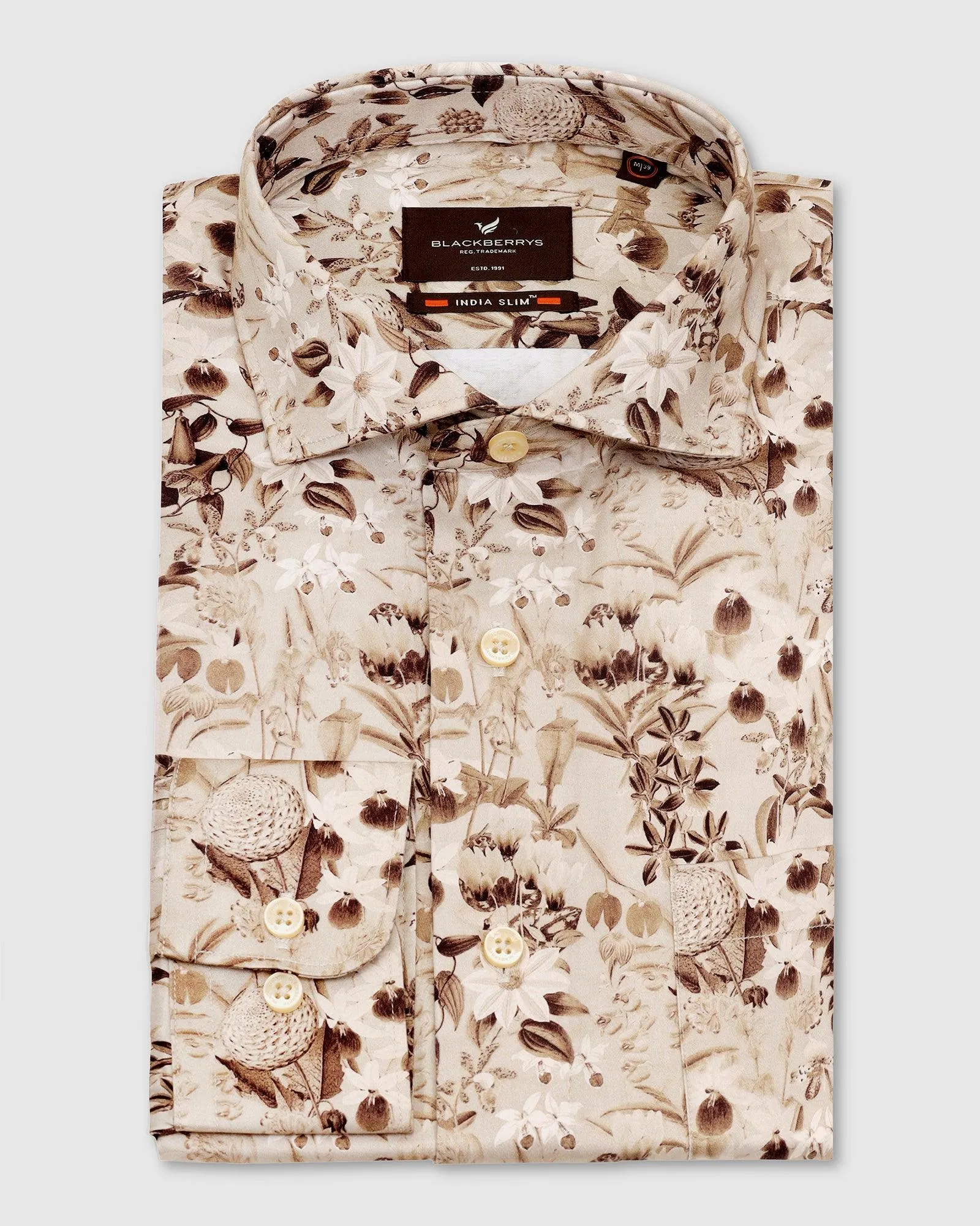 Formal Beige Printed Shirt - Fret