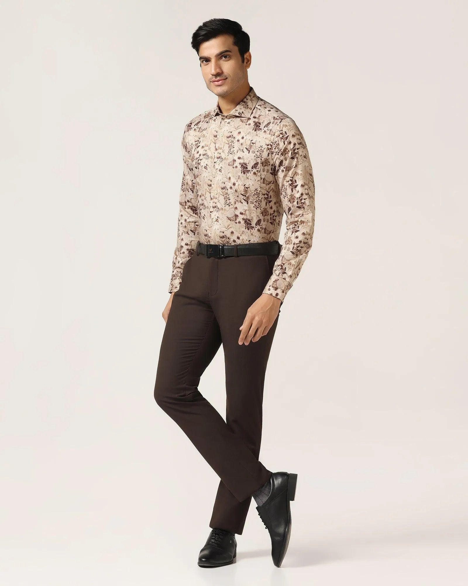 Formal Beige Printed Shirt - Fret