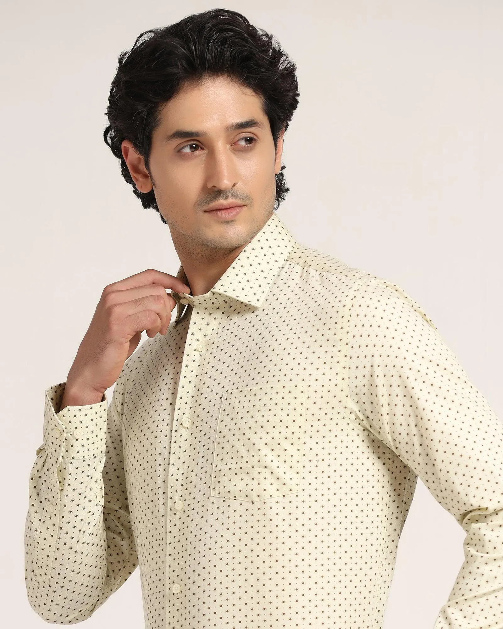 Formal Beige Printed Shirt - Ronin