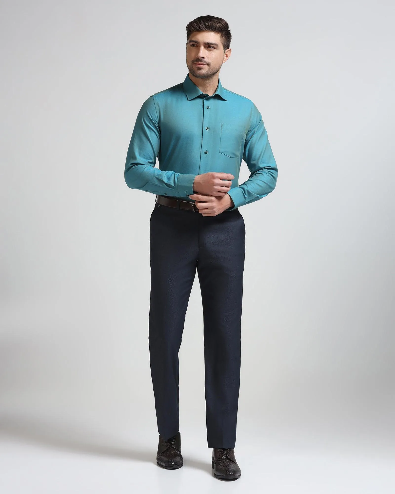 Formal Green Textured Shirt - Brat