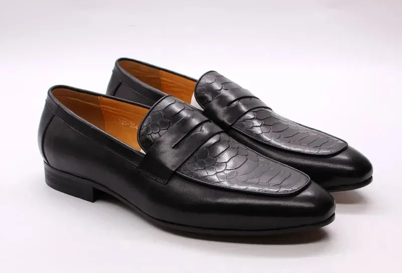 Genuine Leather Men's Loafer Dressing Shoes - Italian Style, Cow Leather, Multiple Colors - Sizes 38-46 or Customized