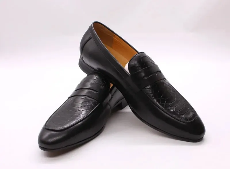 Genuine Leather Men's Loafer Dressing Shoes - Italian Style, Cow Leather, Multiple Colors - Sizes 38-46 or Customized