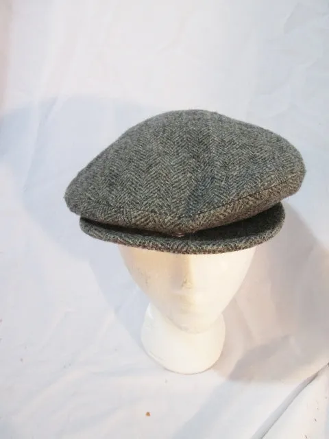 GLEN EOKE TWEED IRELAND driving cap hat beanie wool M GRAY Herringbone