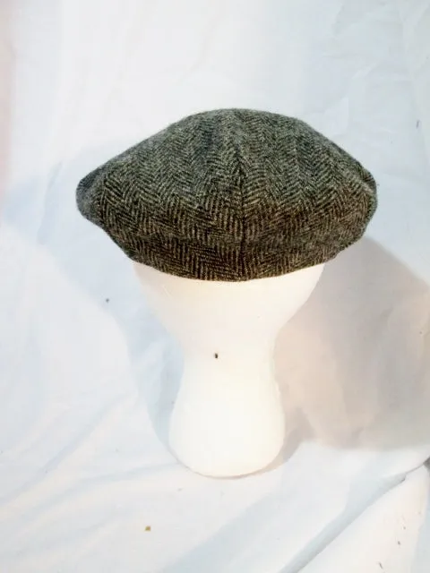 GLEN EOKE TWEED IRELAND driving cap hat beanie wool M GRAY Herringbone