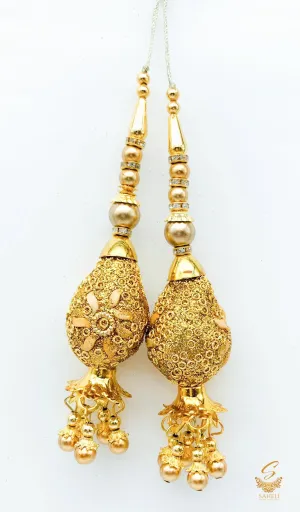 Golden Jerkan With Crystal Stone Long Latkan 12cm (Pair)