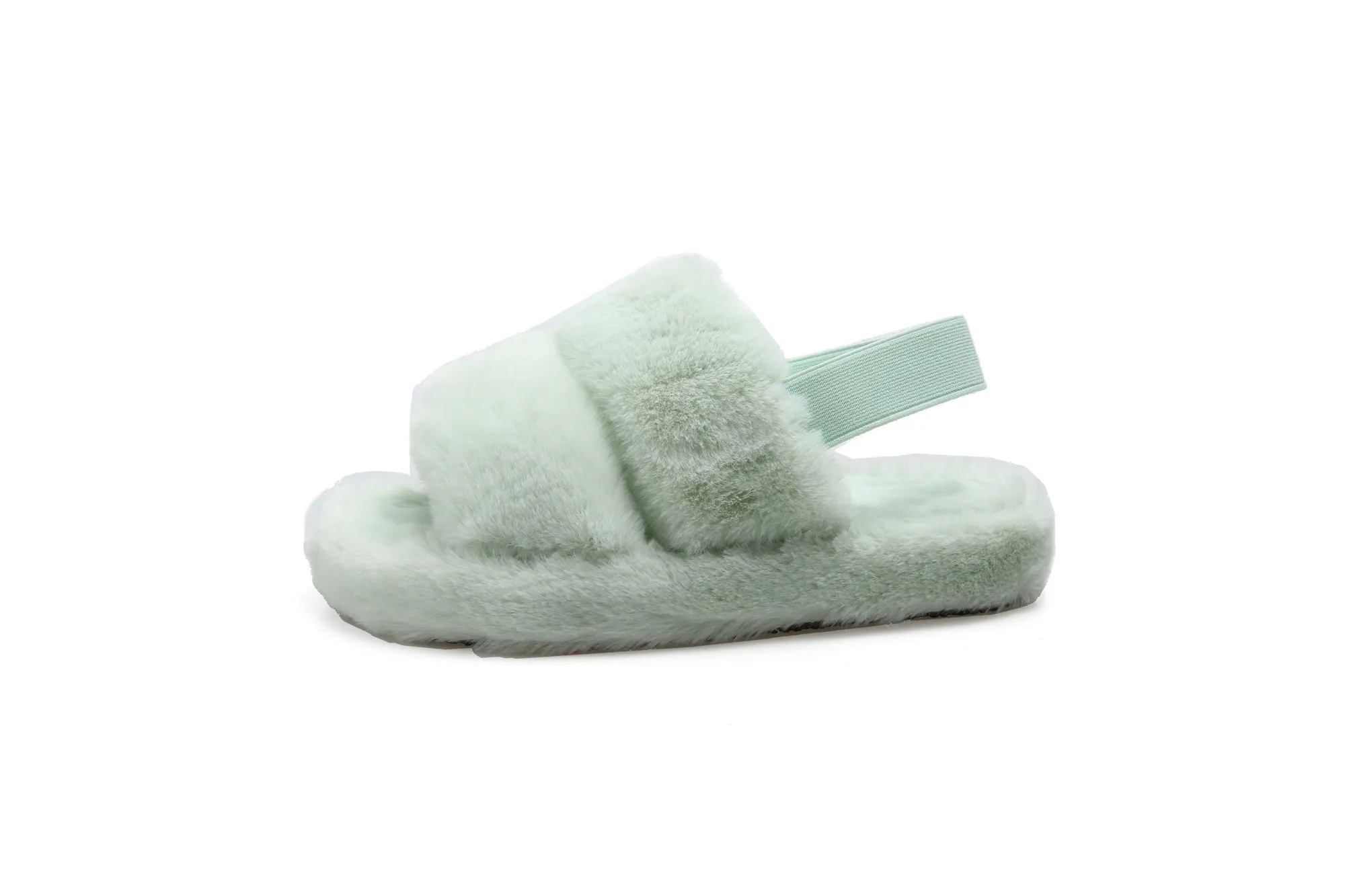 Haute Edition Women's Open Toe Furry House Slippers with Elastic Strap