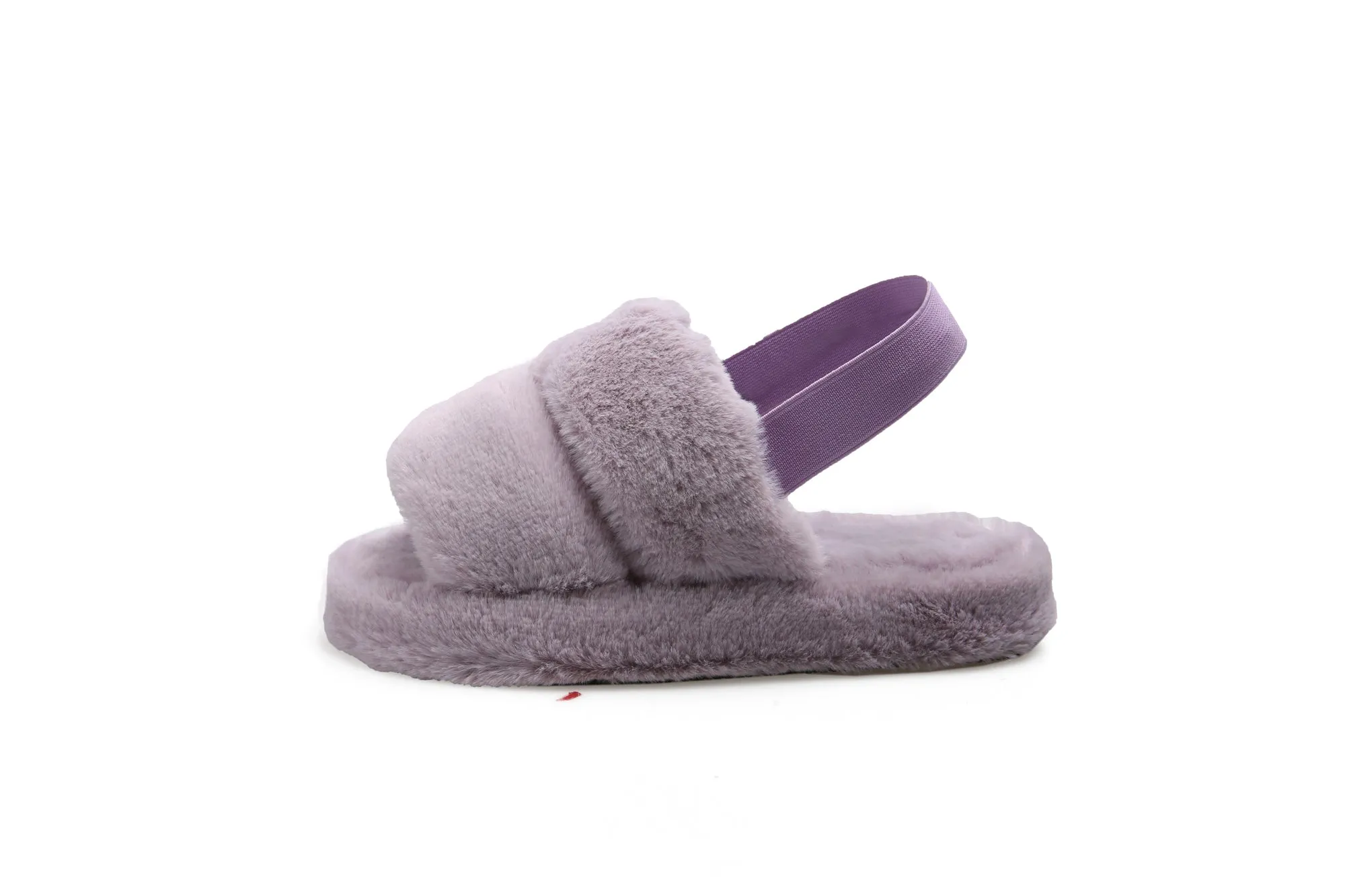 Haute Edition Women's Open Toe Furry House Slippers with Elastic Strap