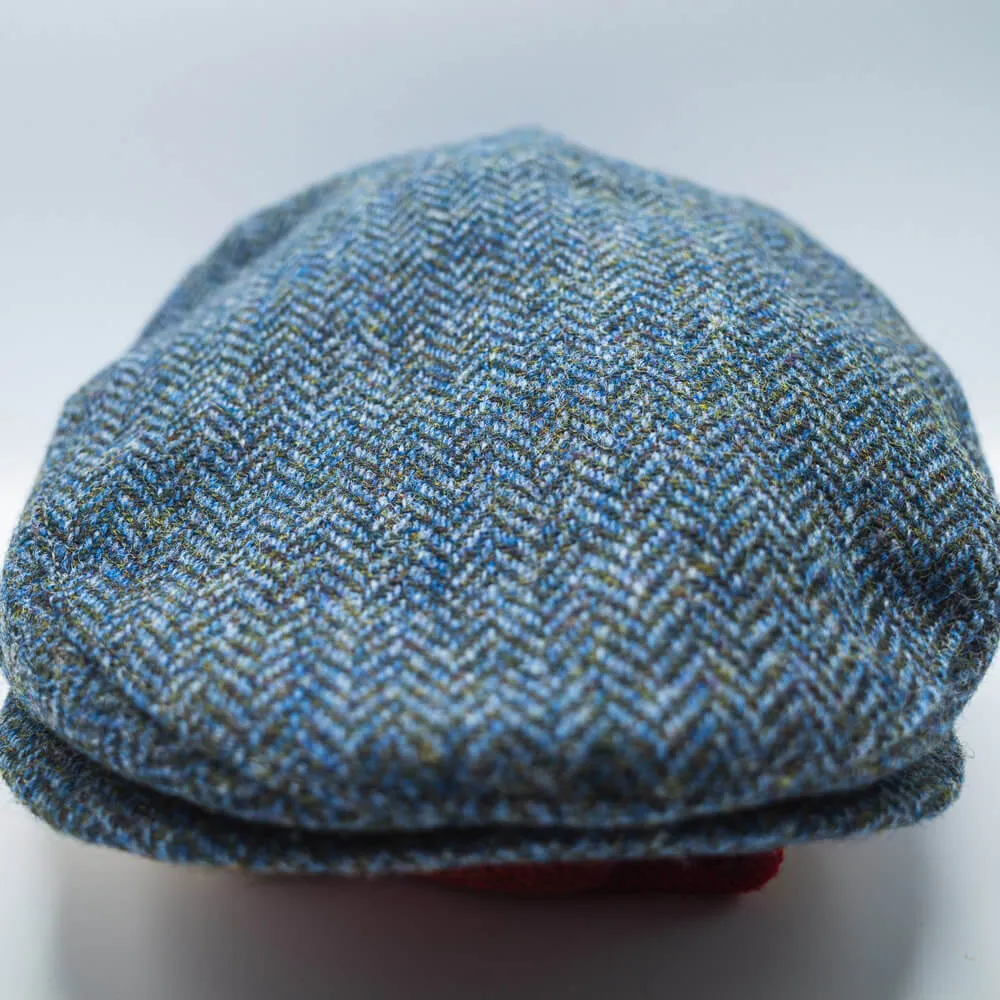 Herringbone Tweed Driving Cap - Blue-Grey