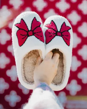 Hot Pink Bow Slippers