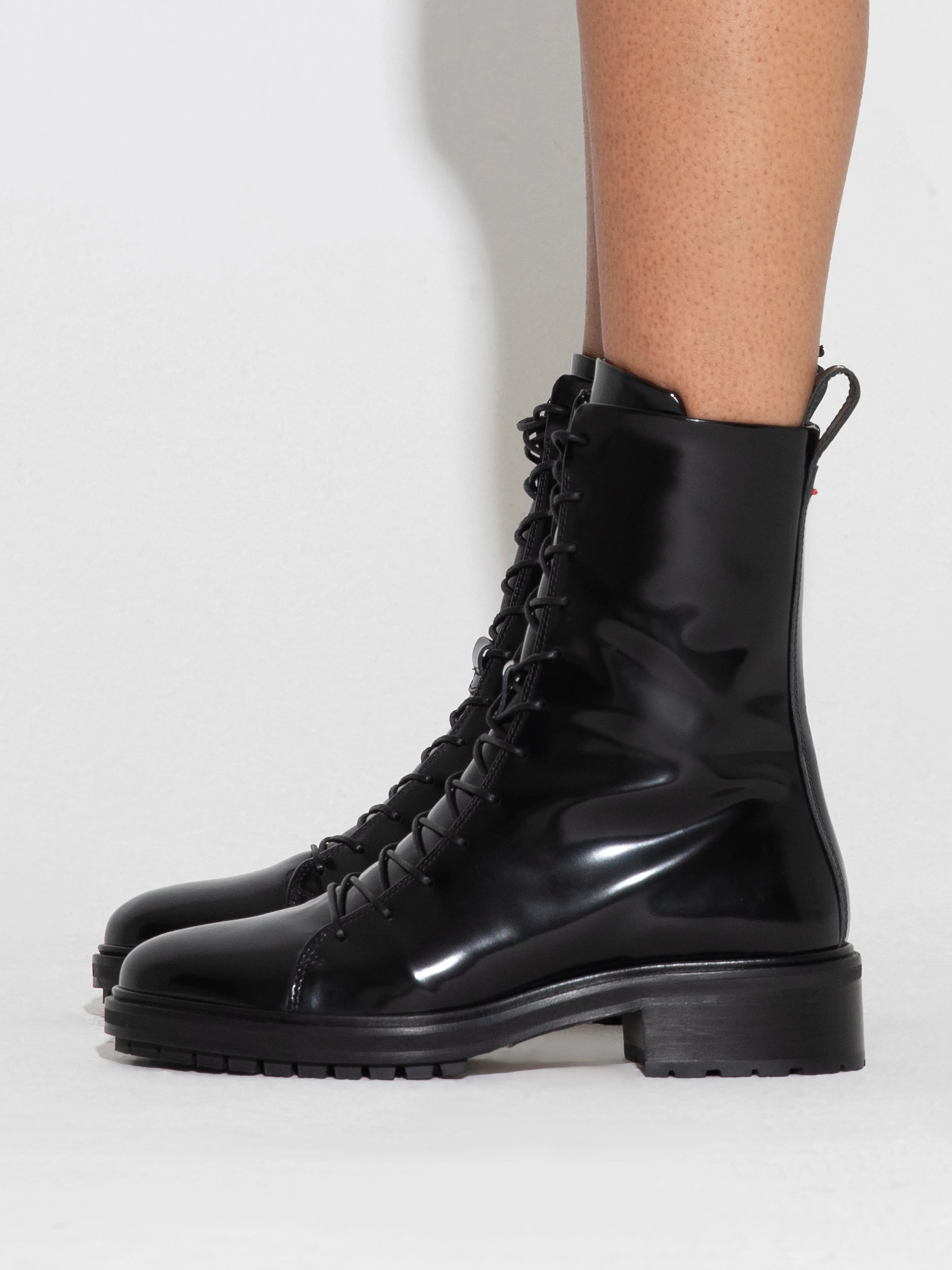 Isa Leather Lace-Up Ankle Boots