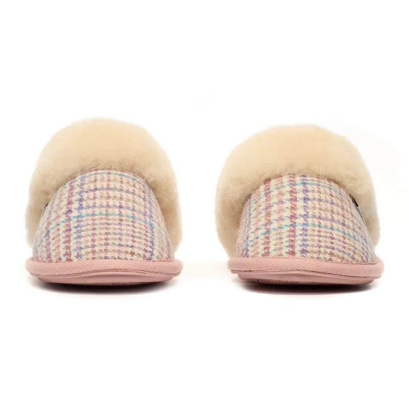 Kate - Harris Tweed Mule Slipper - Natural POW Check